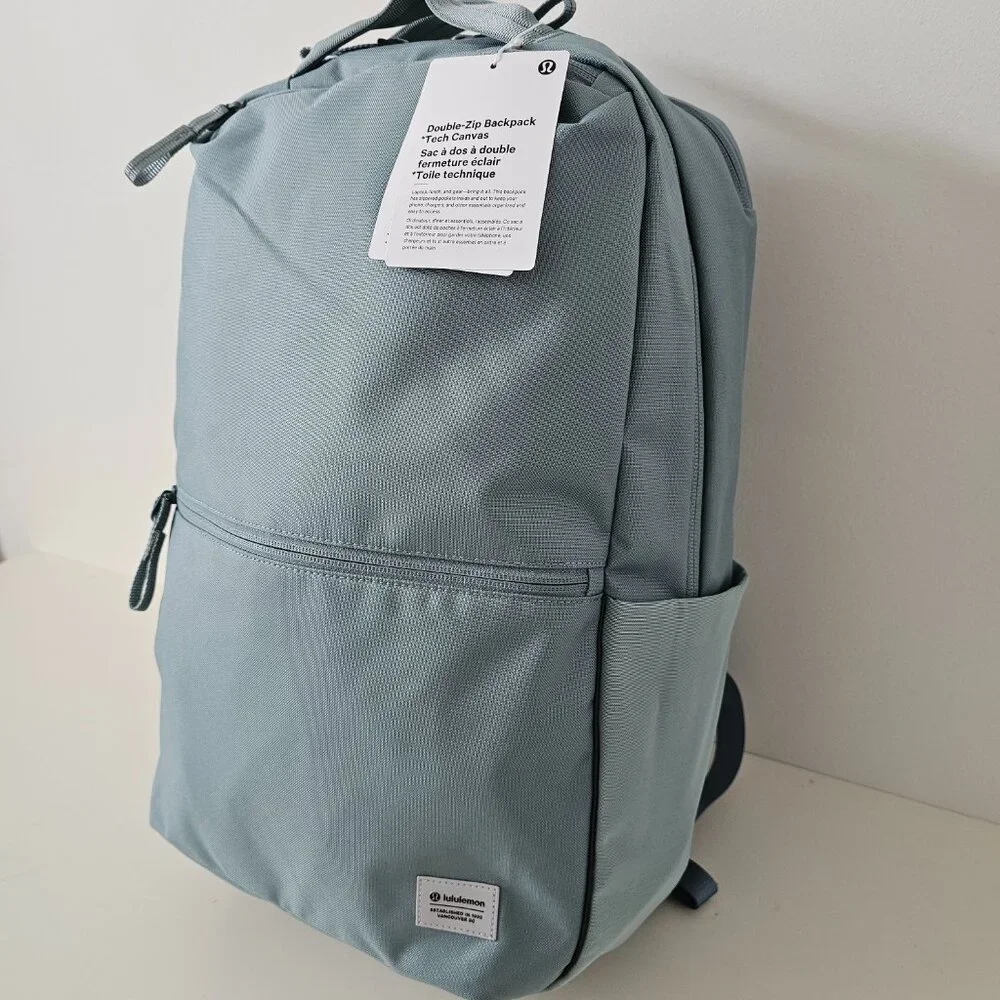 SOLD! NWT LULULEMON CRBU Crater Blue Double Zip Tech Canvas Backpack OS - Picture 2 of 16